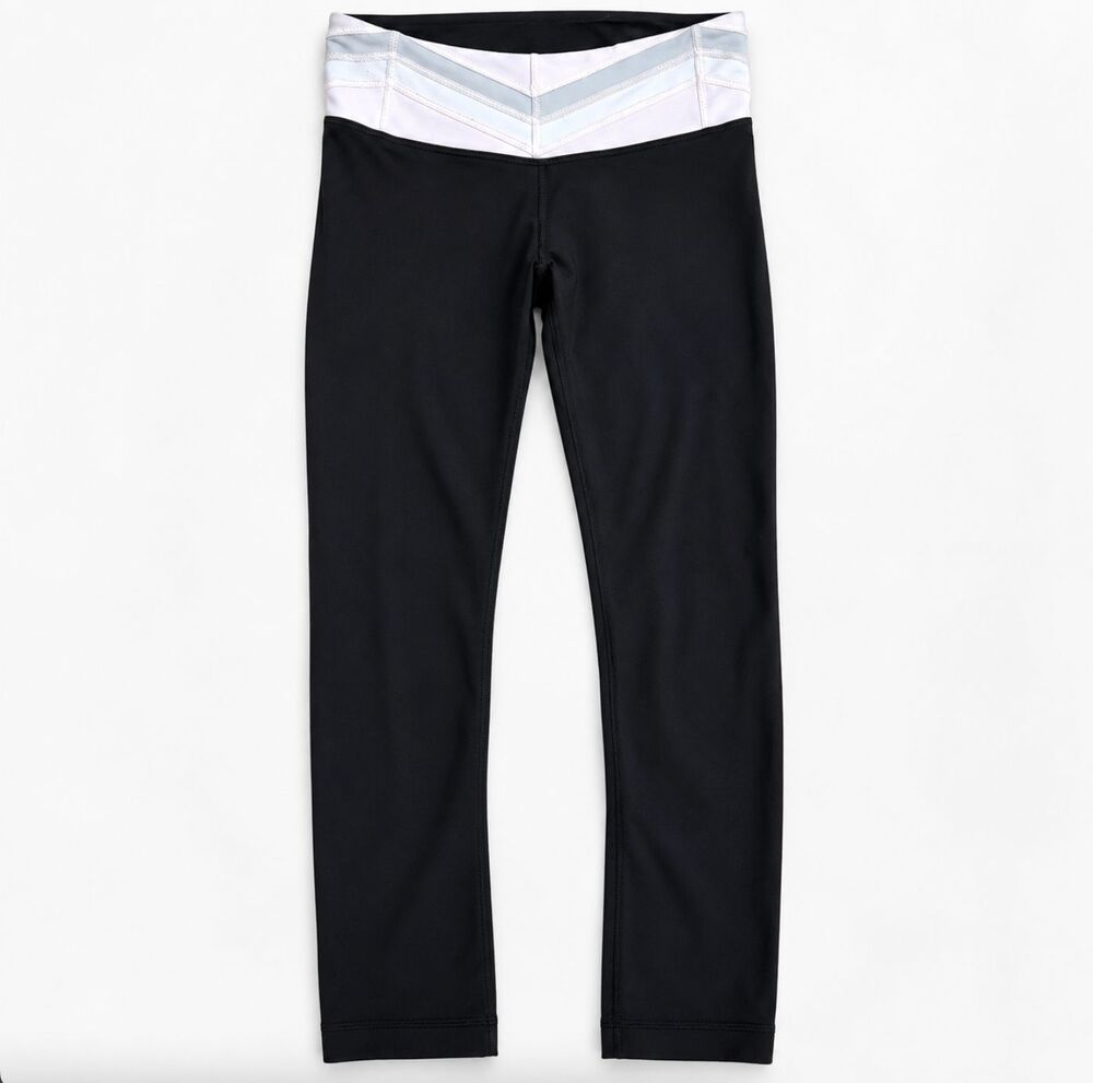 Lululemon Run For It Black Crop Leggings Womens 2 Reversible Luxtreme Zip Pocket